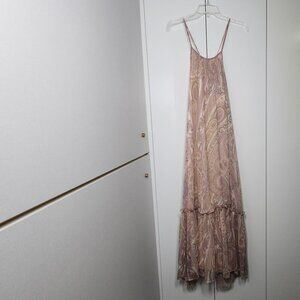 Line and Dot Bohemian Style Maxi Paisley Print Dress Size M